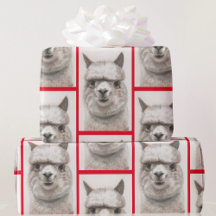 Llama Watercolor Wraping Paper Alpaca Smile