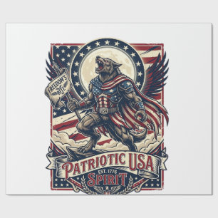 Papel De Presente Lobisomem Patriota Horror Patriótico Monstro Patri