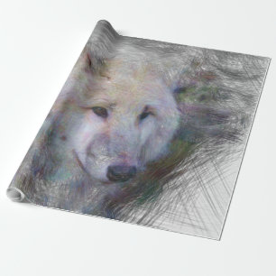 Papel De Presente lobo artístico