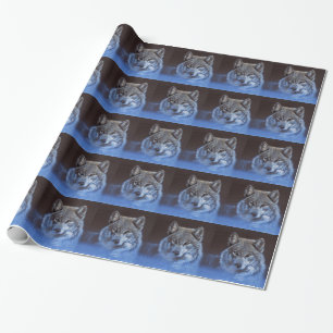 Papel De Presente Lobo azul