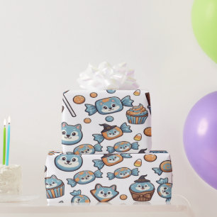 Papel De Presente Lobo Bonito com Docinho para o Dia das Bruxas