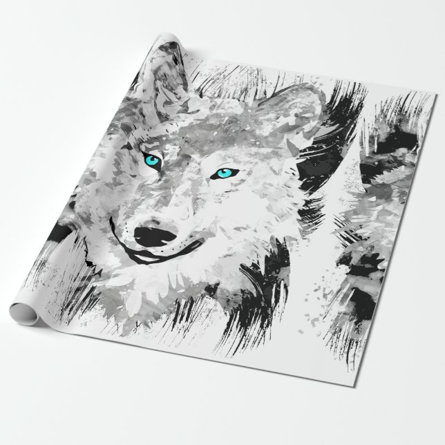Papel De Presente Lobo | Desenho do Lobo Cinza | Papel de enrolament (Desenrolado)