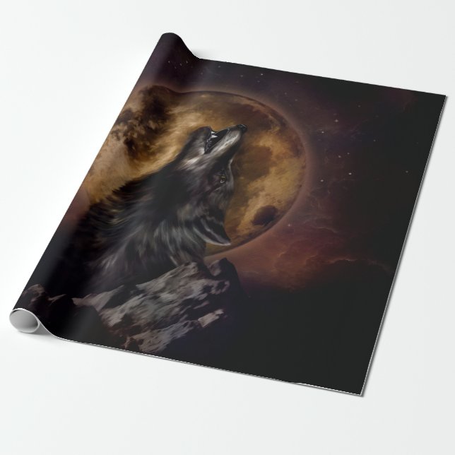 Papel De Presente Lobo Negro (Desenrolado)