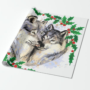 Papel De Presente Lobos de Natal