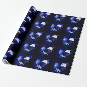 Papel De Presente Lobos e Raven com lua de cheio