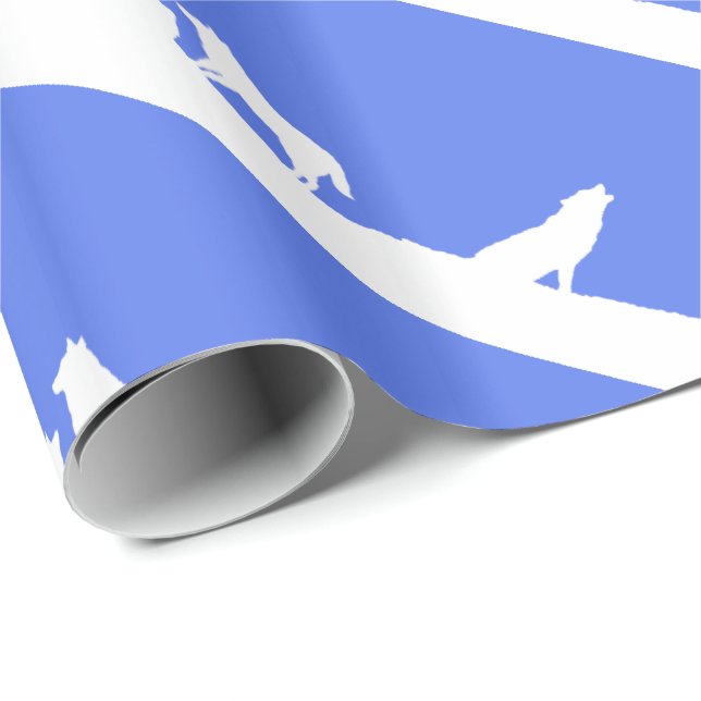 Papel De Presente Lobos em Papel de Lavagem de Neve (Ponta do rolo)