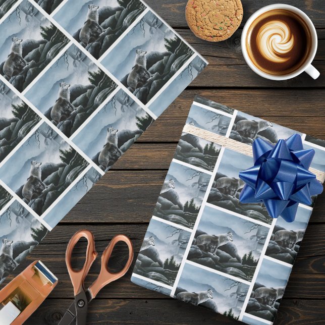 Papel De Presente Lobos Místicos Guardam o Castelo da Fantasia da Vi (Criador carregado)