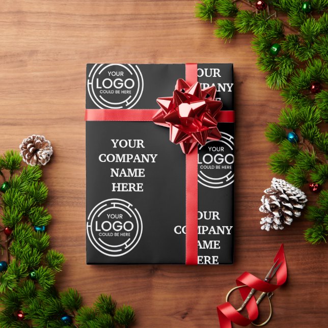 Papel De Presente Logotipo comercial negro da empresa profissional (Presente de Natal)