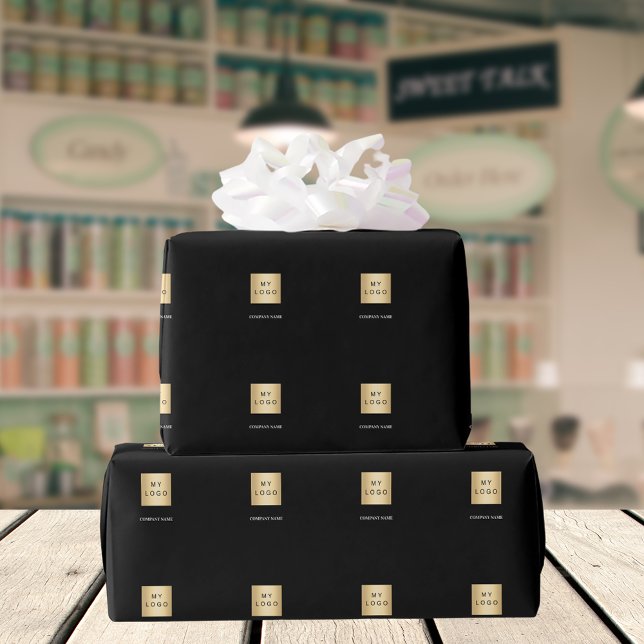 Papel De Presente Logotipo corporativo preto (Criador carregado)