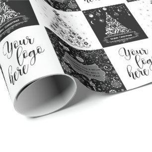 Papel De Presente Logotipo de empresa branco preto Natal