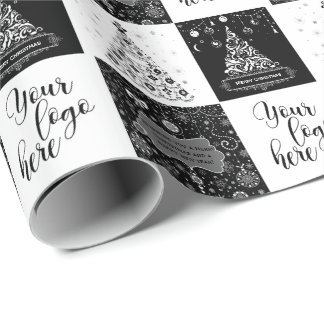 Papel De Presente Logotipo de empresa branco preto Natal