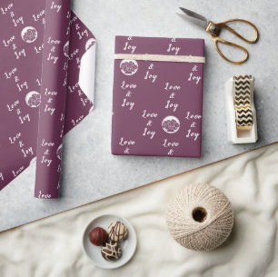 Papel De Presente Logotipo de Florista Personalizado Roxo 'Amor e Al