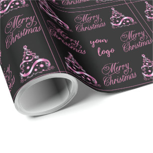 Papel De Presente Logotipo Elegante cor-de-rosa preto