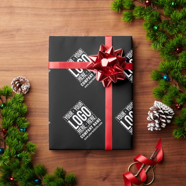 Papel De Presente Logotipo Empresarial Personalizado Corporativo Mod (Presente de Natal)