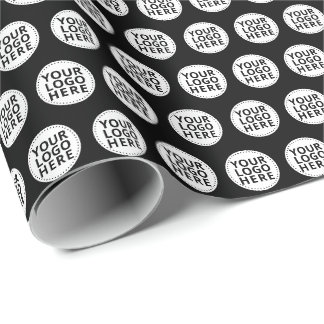 Papel De Presente Logotipo Empresarial Repetitivo Preto