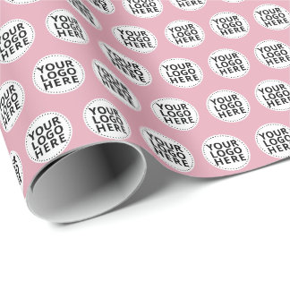 Papel De Presente Logotipo Empresarial Repetitivo Rosa Bege