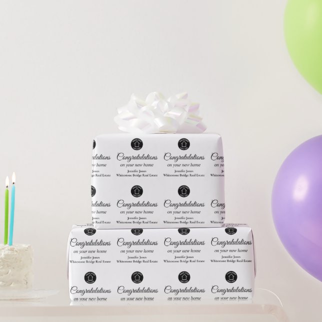 Papel De Presente Logotipo personalizado da empresa imobiliária Blac (Presentes para festas)