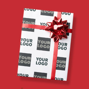 Papel De Presente Logotipo repetido simples do logotipo 2 Branco