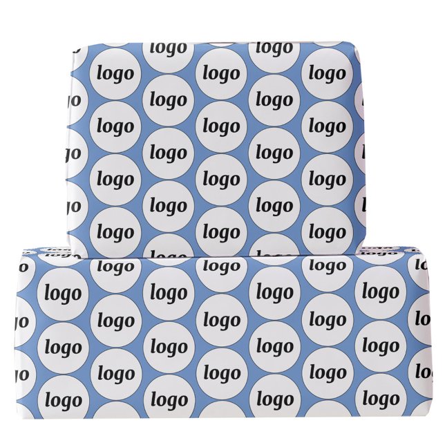 Papel De Presente Logotipo simples - Padrão comercial azul (Logo business promotional branding wrapping paper roll)