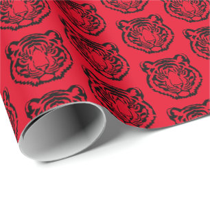 Papel De Presente Logotipo Temático Mascote Tigre