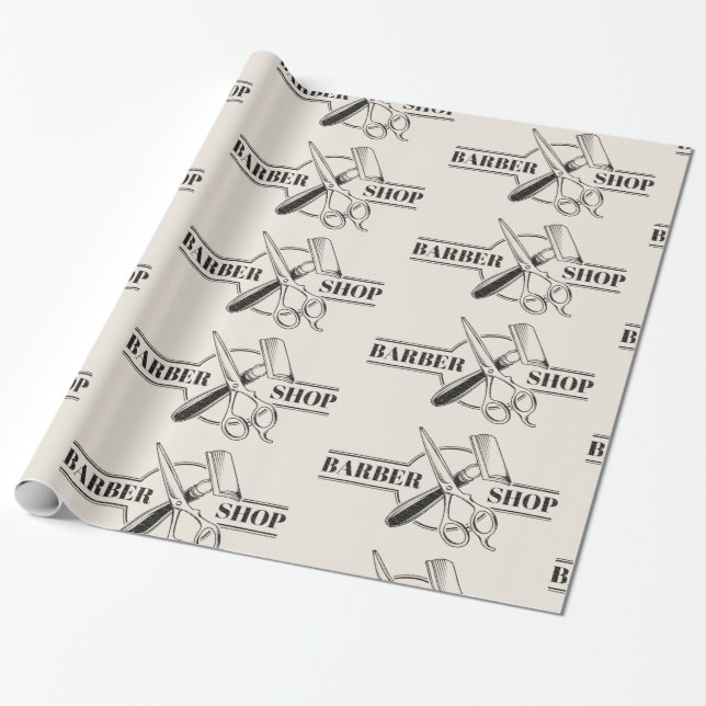 Papel De Presente loja de barbeiro com visual de couro (Desenrolado)