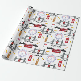 Papel De Presente Londres Inglaterra Queens Guarda Inglês Padrão Wra