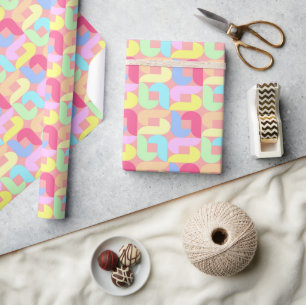 Papel De Presente Loops Retro Pastel