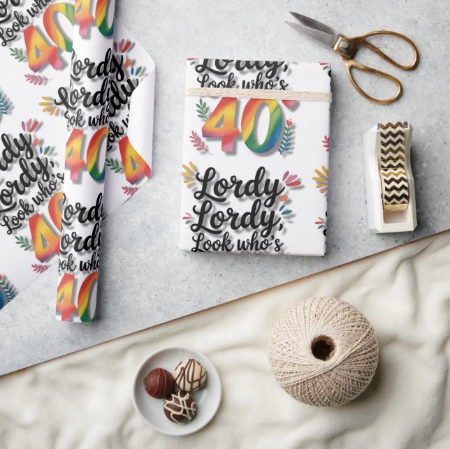 Papel De Presente Lordy Lordy Look Who’s 40 Birthday Party  (Artesanato)