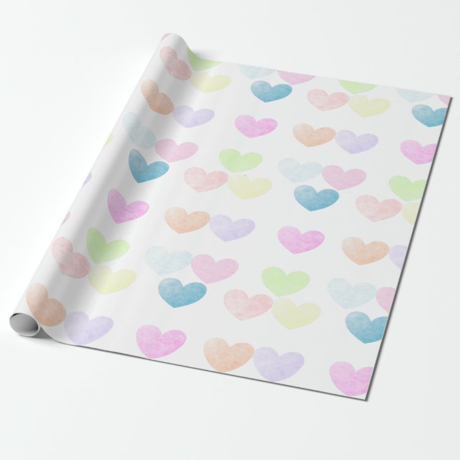 Papel De Presente Lotes de corações Pastel pequenos bonito da (Desenrolado)