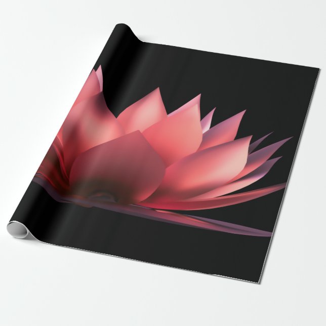Papel De Presente Lótus Elegante Preto (Desenrolado)