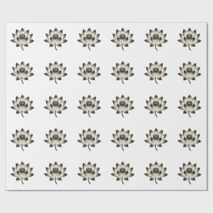 Papel De Presente Lotus Graceful - Flor de Pincel de Tinta ativada