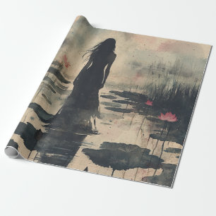 Papel De Presente Lótus Melancólico Névoa Aquarela (1)