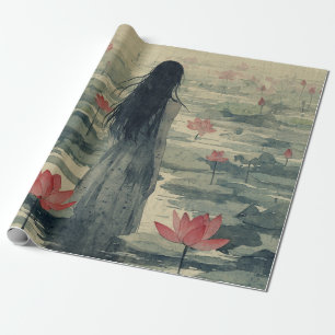 Papel De Presente Lótus Melancólico Névoa Aquarela (2)