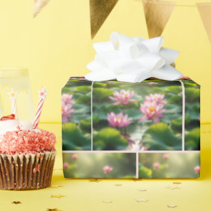 Papel De Presente Lotus Rosa Flutuando em um Lócio