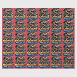 Papel De Presente Loucura de Dinossauro — Gráfico do T‑Rex Festa Ani