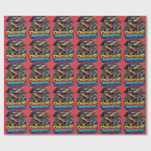 Papel De Presente Loucura de Dinossauro — Gráfico do T‑Rex Festa Ani