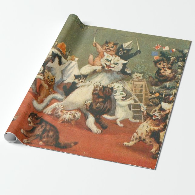 Papel De Presente Louis Wain Felry Natal (Desenrolado)