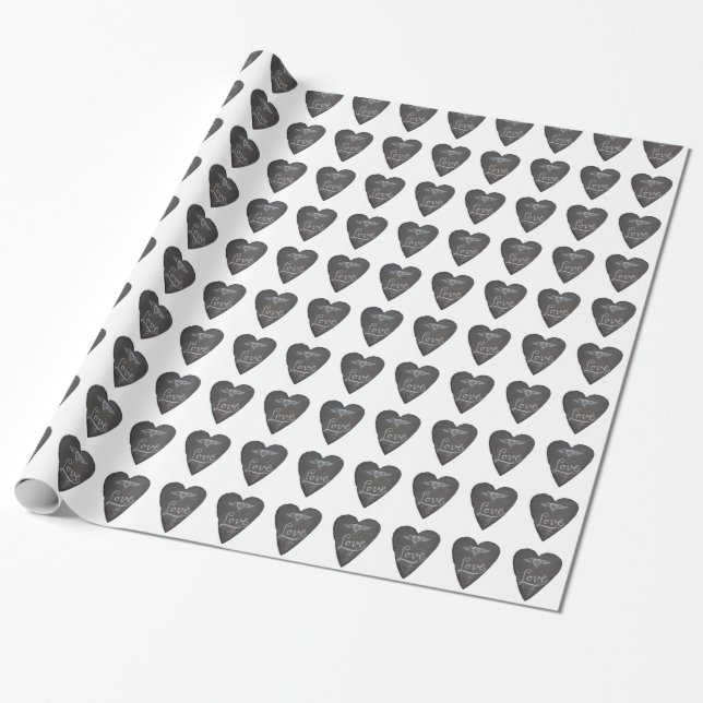 Papel De Presente Love and Heart in Chalk Chalkboard Pattern (Desenrolado)