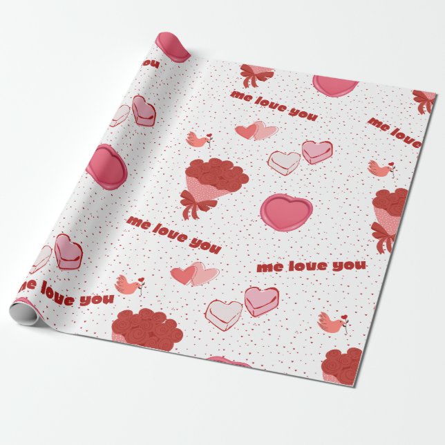 Papel De Presente love and hearts (Desenrolado)