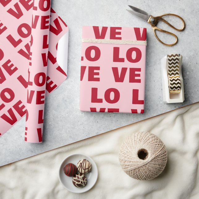 Papel De Presente Love Bold Typography Pink & Red Gift (Artesanato)