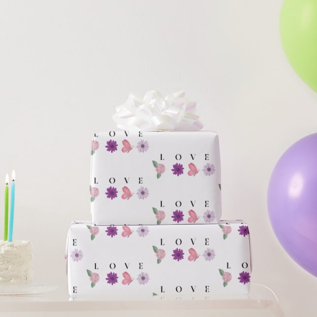 Papel De Presente LOVE Butterfly, Romantic Pink (Presentes para festas)