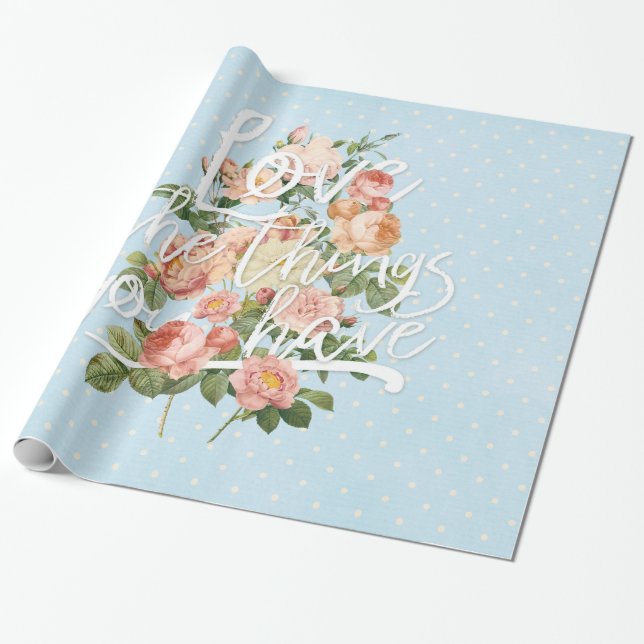 Papel De Presente Love Flower Floral Summer Rosas Belos (Desenrolado)