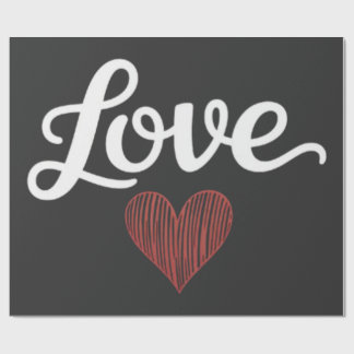 Papel De Presente Love Heart Minimal Typography Romantic Design