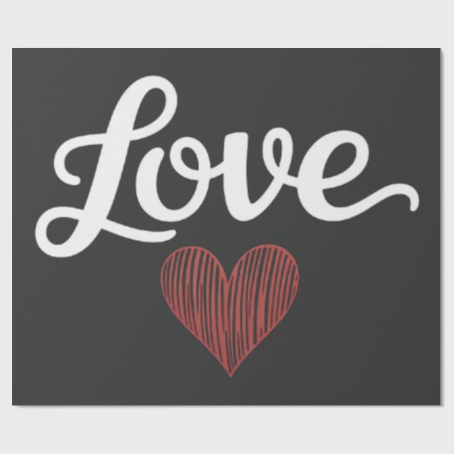 Papel De Presente Love Heart Minimal Typography Romantic Design (Aberto)