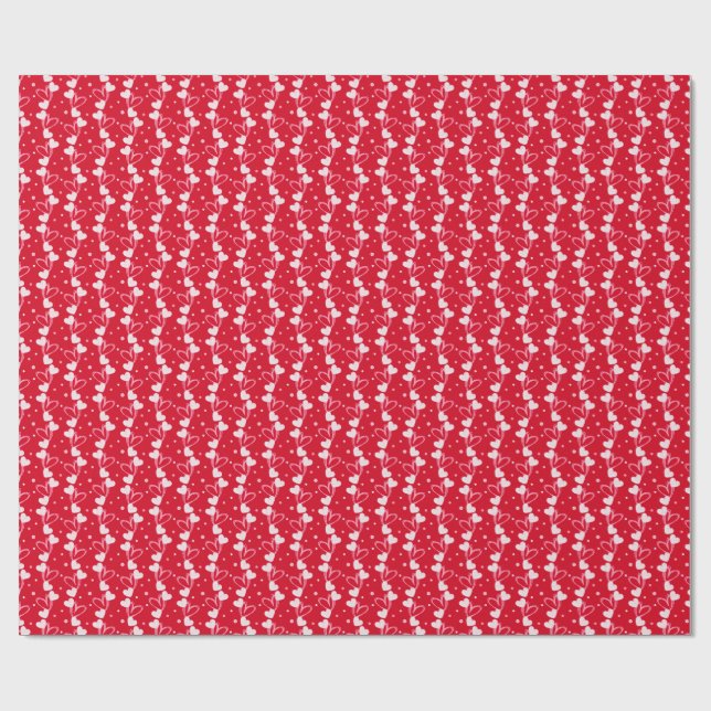Papel De Presente Love Hearts Doddles, Red, Wrapping Paper (Aberto)