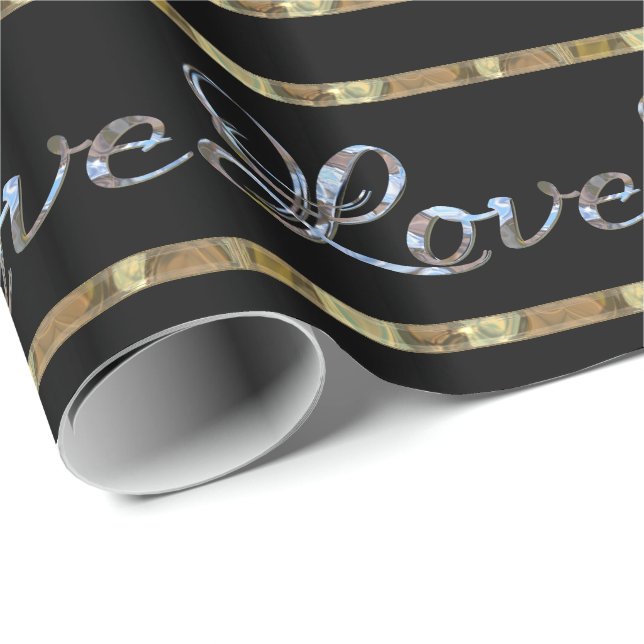 Papel De Presente Love Love Love Elegant Designer (Ponta do rolo)