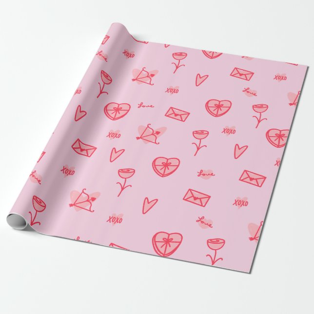 Papel De Presente Love Notes & Sweet Treators Wraping Pap (Desenrolado)