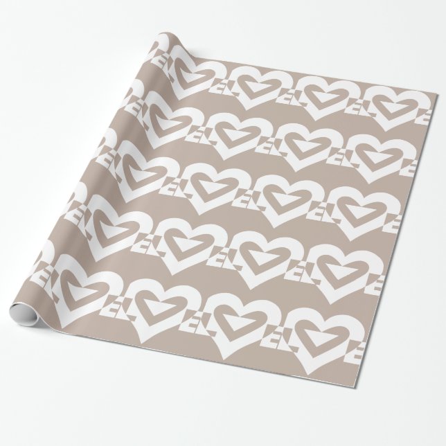 Papel De Presente Love White em Cinzas (Desenrolado)