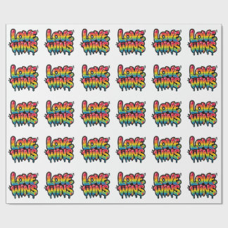 Papel De Presente Love Wins Rainbow Pride Quote | Colorful LGBTQ+