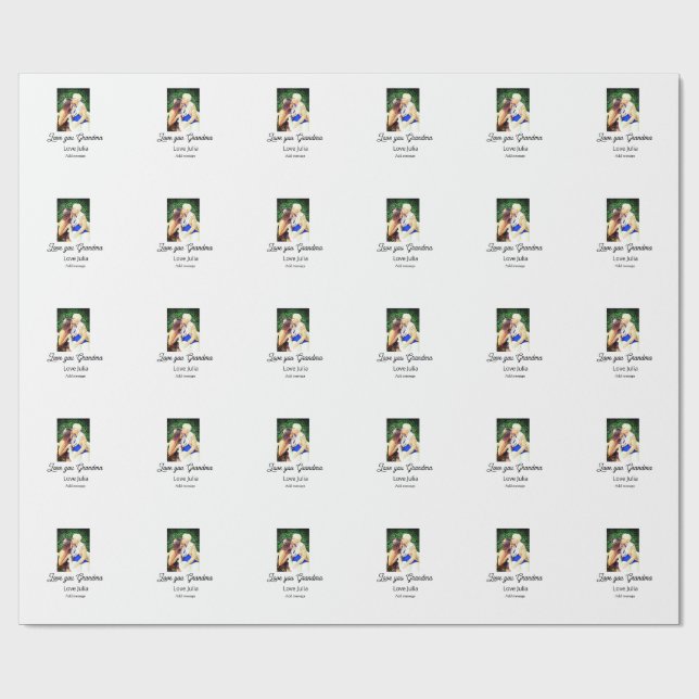 Papel De Presente Love you Grandma photo name love message grandkids (Aberto)